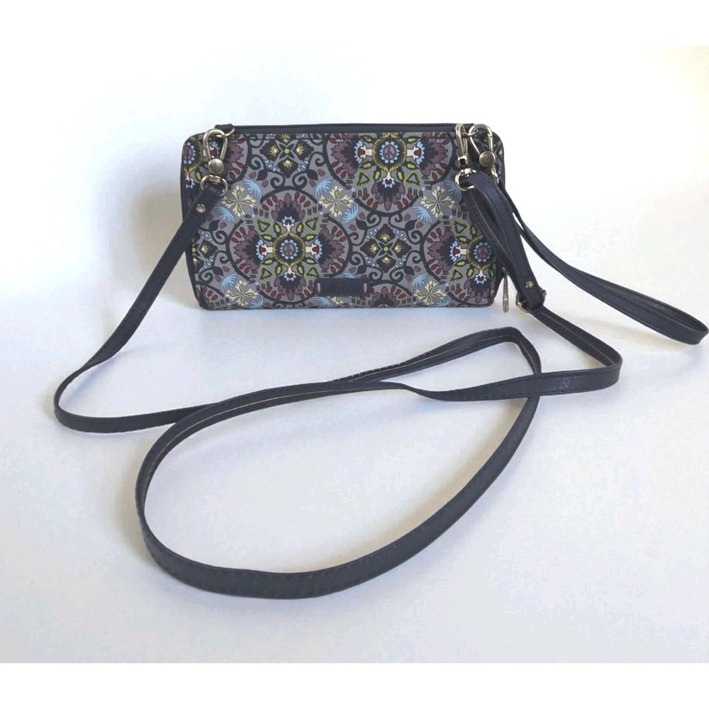 SAKROOTS Large Smartphone Crossbody Wristlet Artist Circle Vegan‎ Wallet EUC